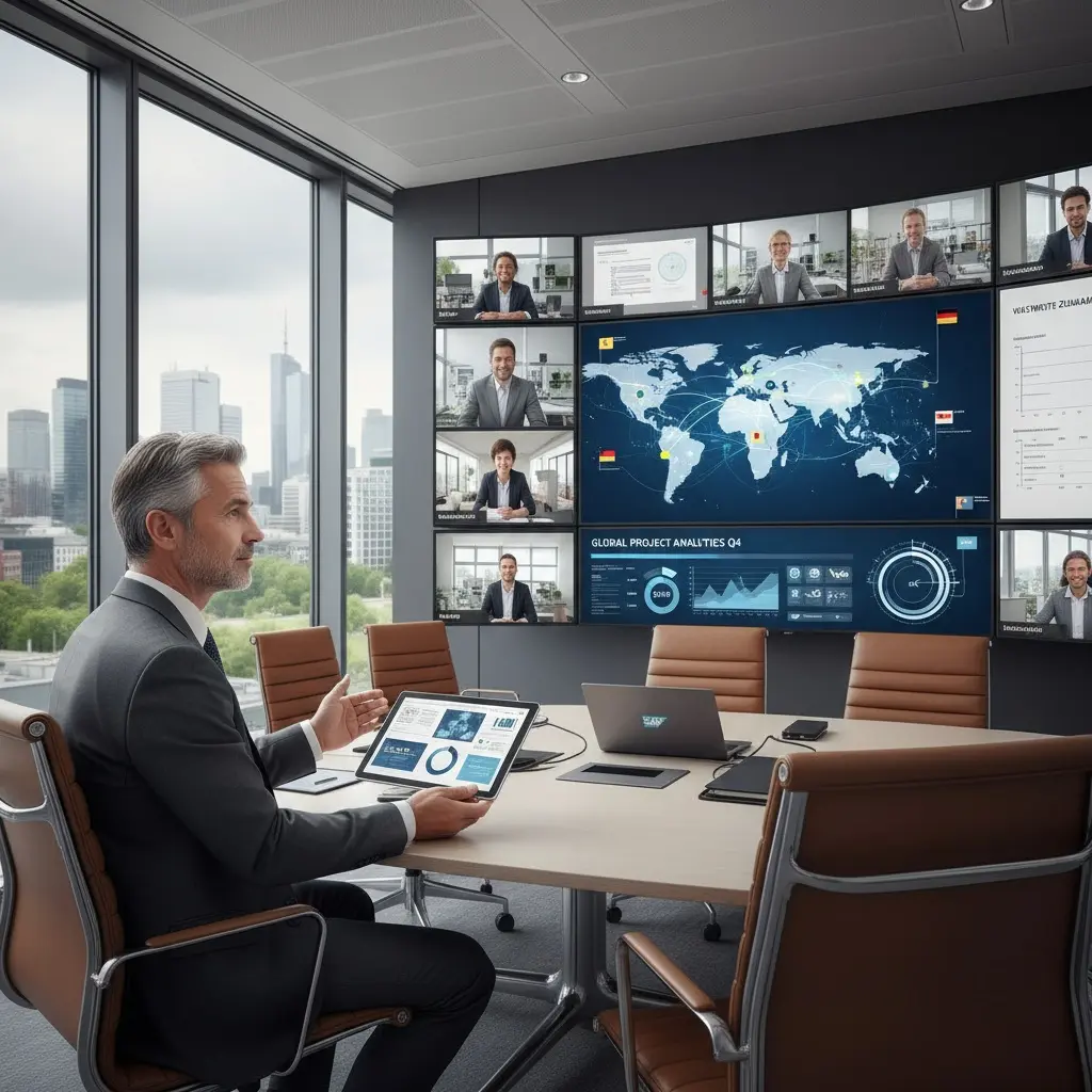 Enterprise Projektmanagement Moderne Konferenz Mit Globaler Analyse