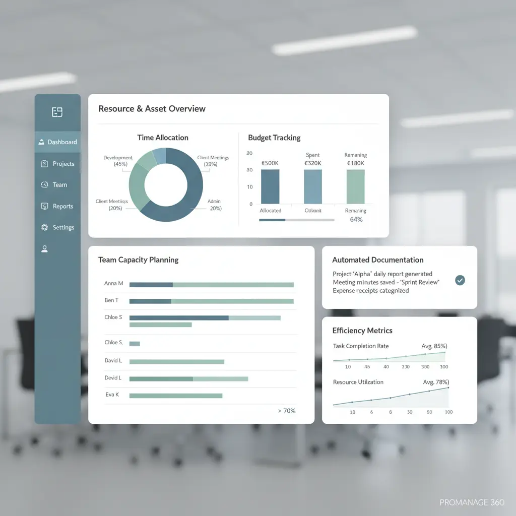 Ressourcen Und AssetManagementInterface Mit Zeitplanung, BudgetTracKIng Und TeamKapazitätsplanung